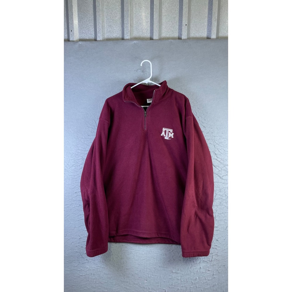Red Oak Fleece Pullover Mens Large Maroon Excellent Texas A&M Aggies 1/4 Zip